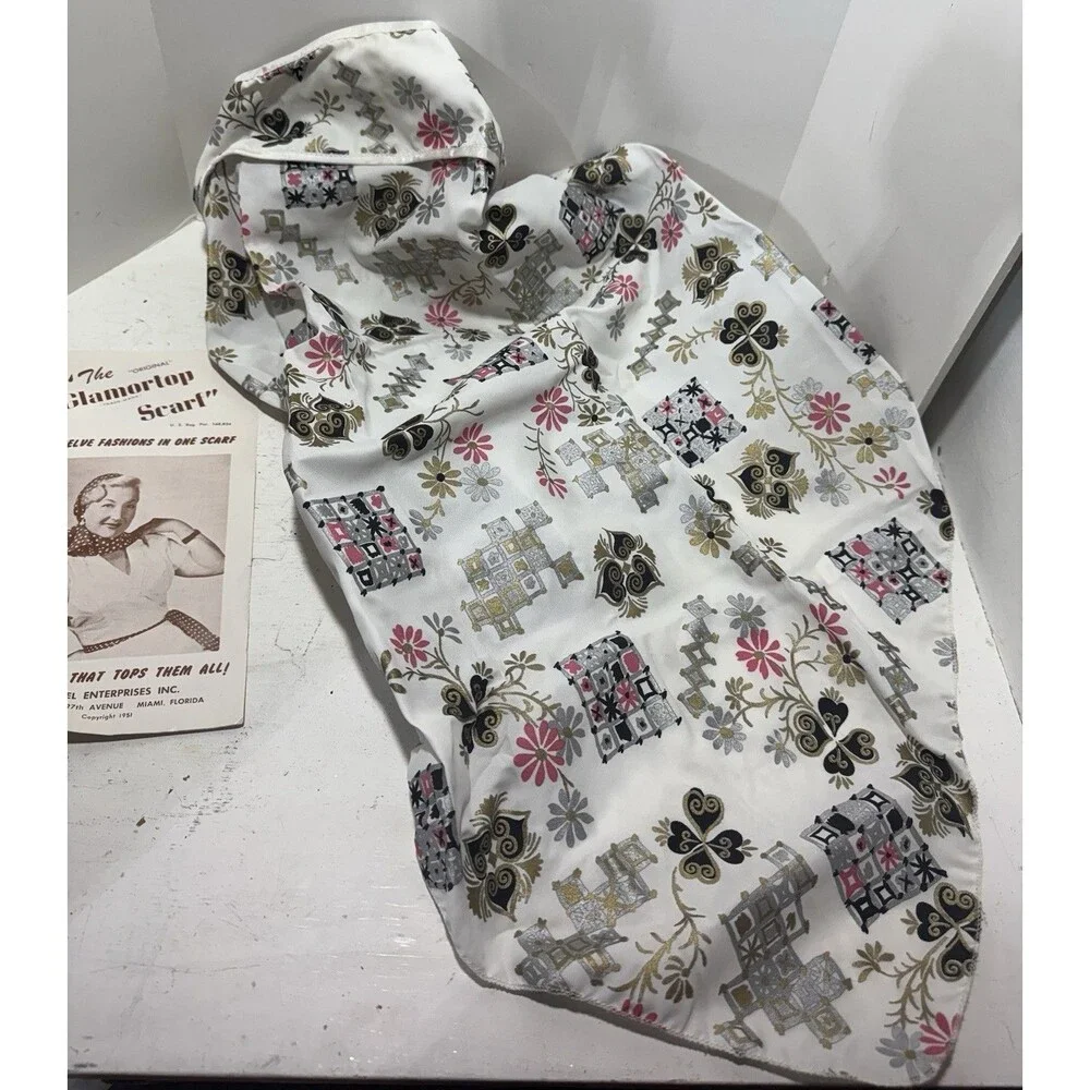Retro Rockabilly Pinup Glamour Top Hair Scarf Headwrap 1950 Vintage Pink Black